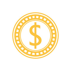 Vector golden coin icon isolated on white background. Vector money symbol. Bank payment symbol.