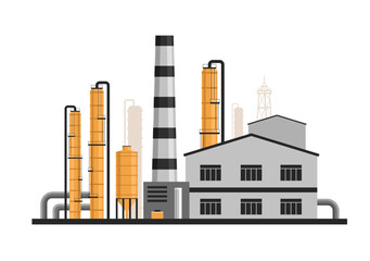 Oil and gas processing factory illustration