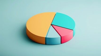 Obraz premium Elegant D pie chart with shadowed edges and uniform parts for executive slides