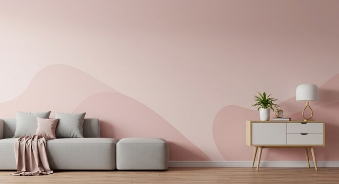 穏やかピンクの壁、優雅な空間