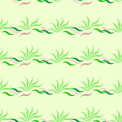 Grass on a wavy line in green tones seamless