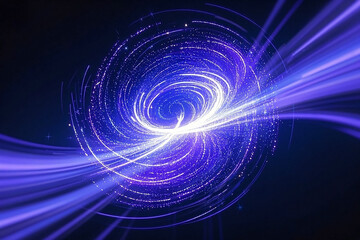 Fototapeta premium A dynamic swirl of particles with trails of light and motion blur, creating an energetic, futuristic effect. Ideal for digital art, technology, and creative visual compositions.