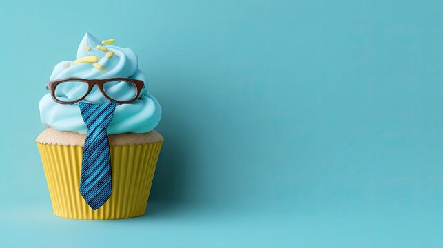Cupcake with Tie and Glasses for Father's Day