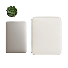 Silver Laptop and Sleeve with a Touch of Green Isolated on transparent background 