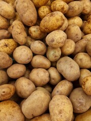 A pile of raw unpeeled potatoes, natural background and texture, 