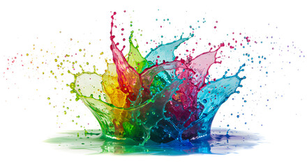Colorful Splash Effect Vibrant Colors In Motion On White Background
