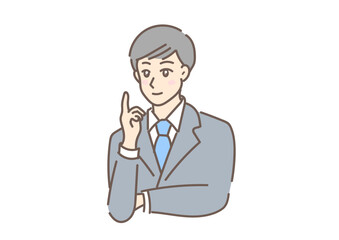 スーツを着た爽やかな印象の提案するビジネスマン
