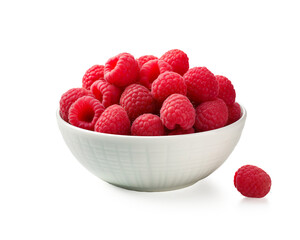 raspberries in a bowl on a transparent background