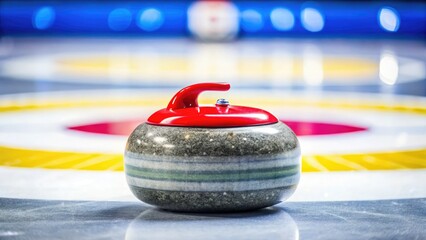 Curling Match Action Shot: Precision Ice Sport Gameplay