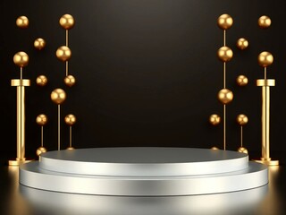 gold stage with spotlight. decoration, christmas, lamp, card, light, gold, vintage, frame, vector, design, ornament, illustration, wall, pattern, interior, holiday, candle, celebration, wallpaper, gol