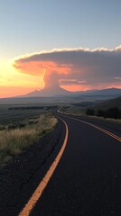 Naklejka premium Road to Mountain Sunset