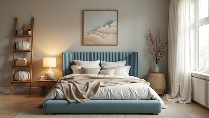 Obraz premium bedroom with bed and pillows