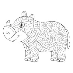 Cartoon Rhinoceros Coloring Page