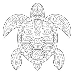 Naklejka premium Intricate Turtle Line Art for Coloring