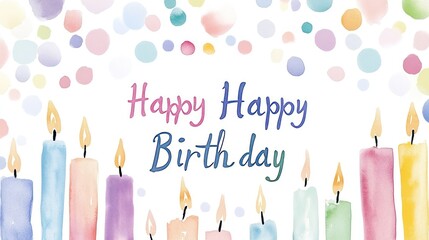 Colorful birthday candles, confetti background, celebration