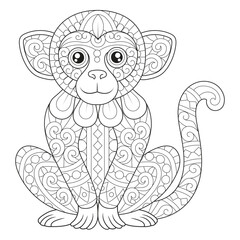 Intricate Line Art Monkey Illustration
