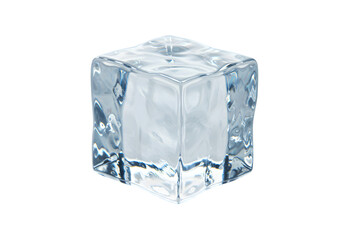 Single Perfect Ice Cube on White Background transparent background