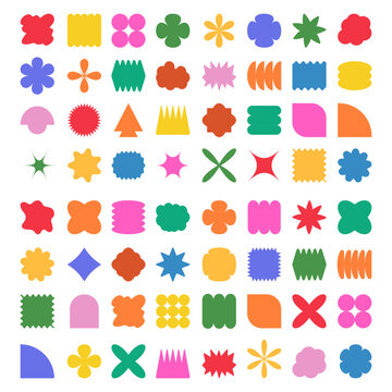 Set color figure pencil. Hand-drawn crayon design elements: round, square, and triangular shapes in a fun, kid-friendly style with ample copy space. 