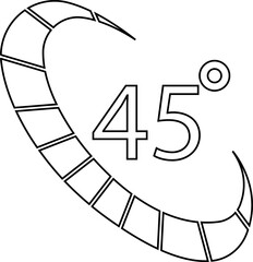 Angle 45 degrees icon, Rotation Degree icons Flat vector, geometric mathematical angle radian of 45 rotation arrow symbol, isolated on transparent background, used for mobile app, web page or ui