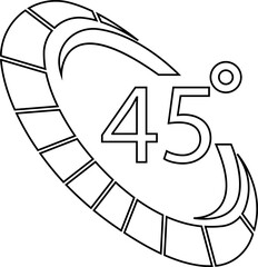 Angle 45 degrees icon, Rotation Degree icons Flat vector, geometric mathematical angle radian of 45 rotation arrow symbol, isolated on transparent background, used for mobile app, web page or ui