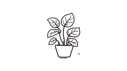 Philodendron line art modern wall print for nature inspired design