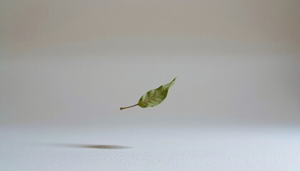 Floating leaf against a minimalist background.