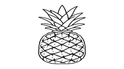 Pineapple line art detailed vector sketch monochrome exotic fruit piece