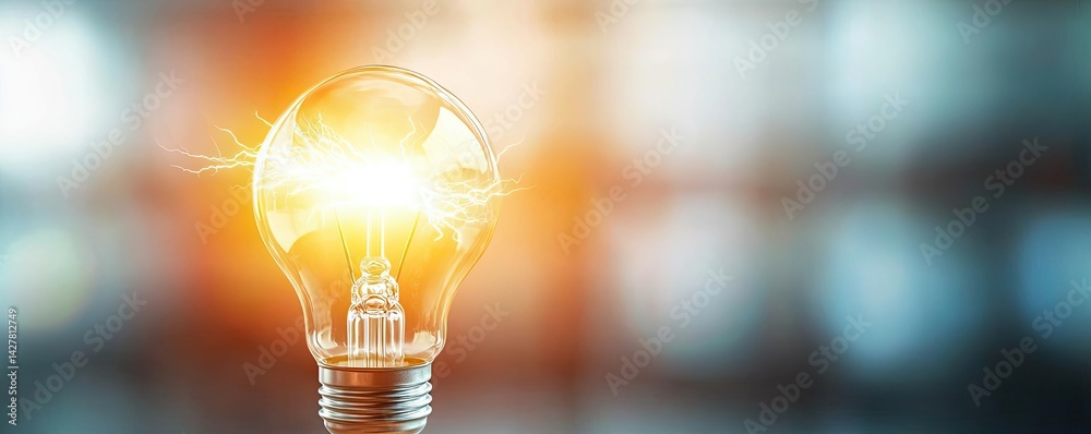 Aufkleber explosion of lightbulb with creative invention impact concept. illuminating light bulb with vibrant 