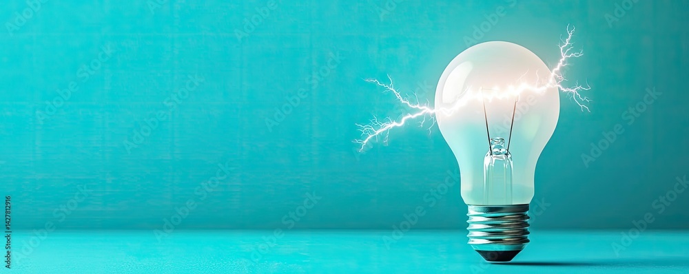 Poster explosion of lightbulb with creative invention impact concept. illuminated light bulb with electric 