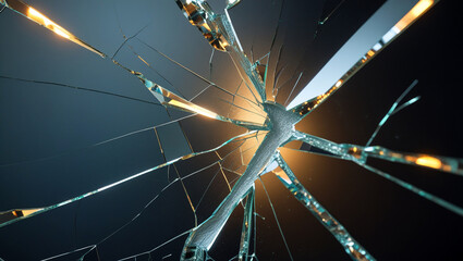 A cracked mirror showcases a single, dominant longitudinal crack that disrupts the otherwise flawless reflective surface, its jagged edges and subtle imperfections amplifying the sense of fragility.