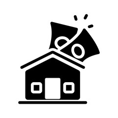 Vector solid black icon for Rent payment