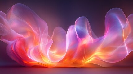 Abstract glowing waves, vibrant colors, studio setting, futuristic design