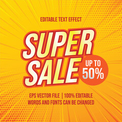 Super Sale discount text, Editable text effect