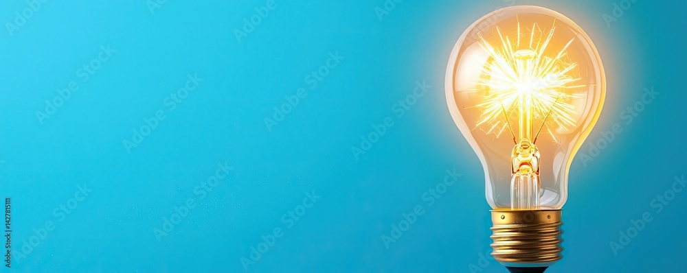 Aufkleber explosion of lightbulb showing filament and invention concept. a glowing light bulb shining brightly