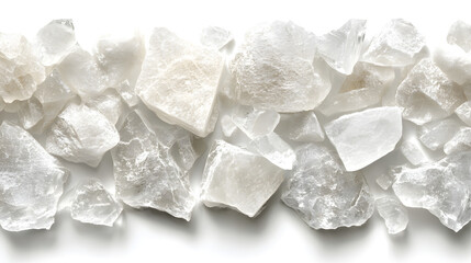 Rocky crystals display on pure white background decorative art natural elements minimalist view