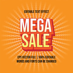 Mega Sale discount text, Editable text effect
