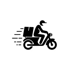 Delivery Person Riding Scooter with Package for Fast Shipping Service