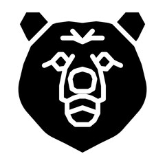 Bear Face Vector Glyph Icon Design