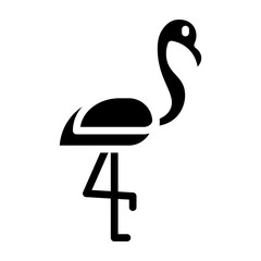 Flamingo Standing Vector Glyph Icon Design