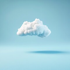 Floating fluffy cloud on pastel blue