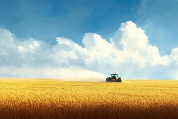 Close-up view of a ripe wheat field on a beautiful sunny day.