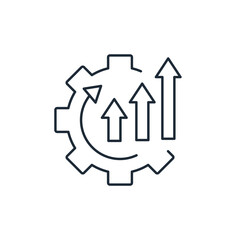 Acceleration, process optimization. Operational efficiency, production growth, project management. Vector linear icon isolated on white background.