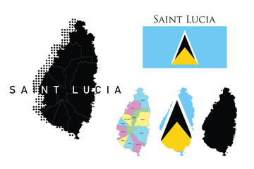 Saint Lucia flag and map illustration vector.	
