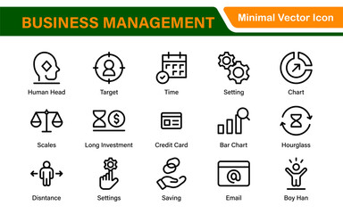Business and office management Outline Icon Collection. marketing, strategy, teamwork, planning, business, training, office icons illustration.
