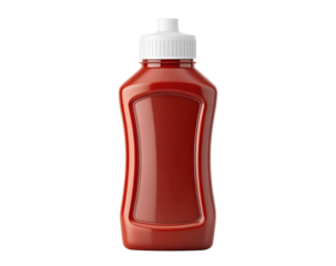 Clean ketchup bottle mockup isolated in PNG on white, suitable for designers creating food product visuals splash