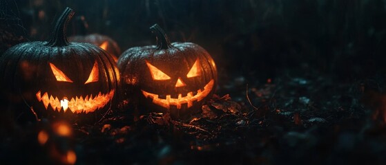 pumpkins with carved faces on them. pumpkins. halloween