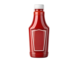 Professional ketchup bottle PNG mockup with white backdrop, easy-to-use template for creative branding work splash