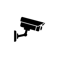 Security Camera Illustration on Wall in Black and White Minimal Style