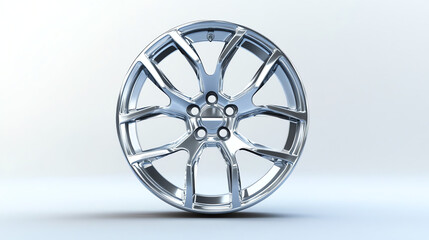 Obraz premium Elegant minimalist single-piece rim with a brushed aluminum finish, smooth curves, and luxury sedan style. Isolated on white for premium appeal