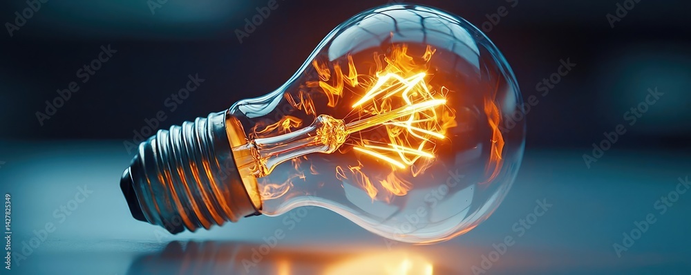 Aufkleber explosion of lightbulb in electric high-speed burst concept. a glowing light bulb showcasing electri